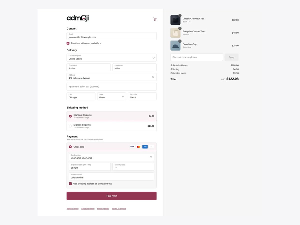 Admoji custom checkout