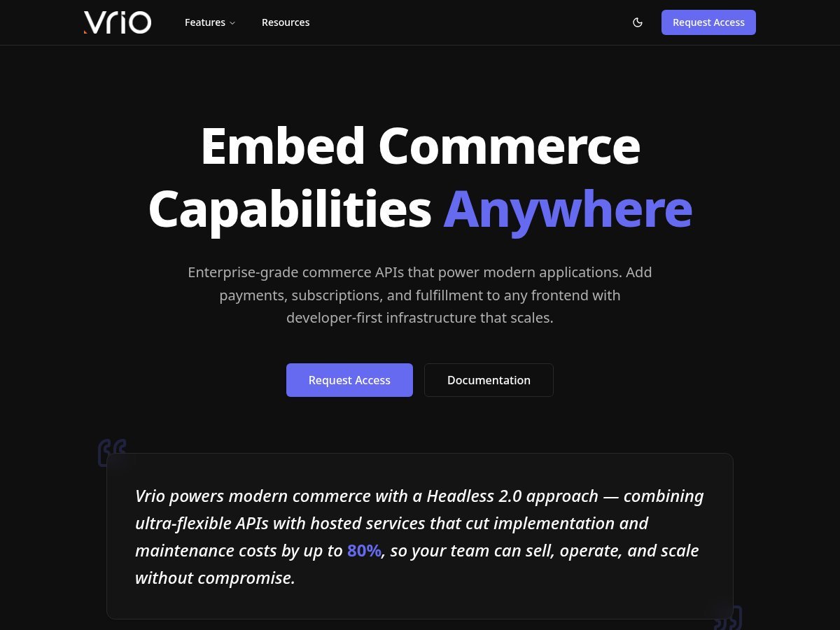 Vrio commerce platform